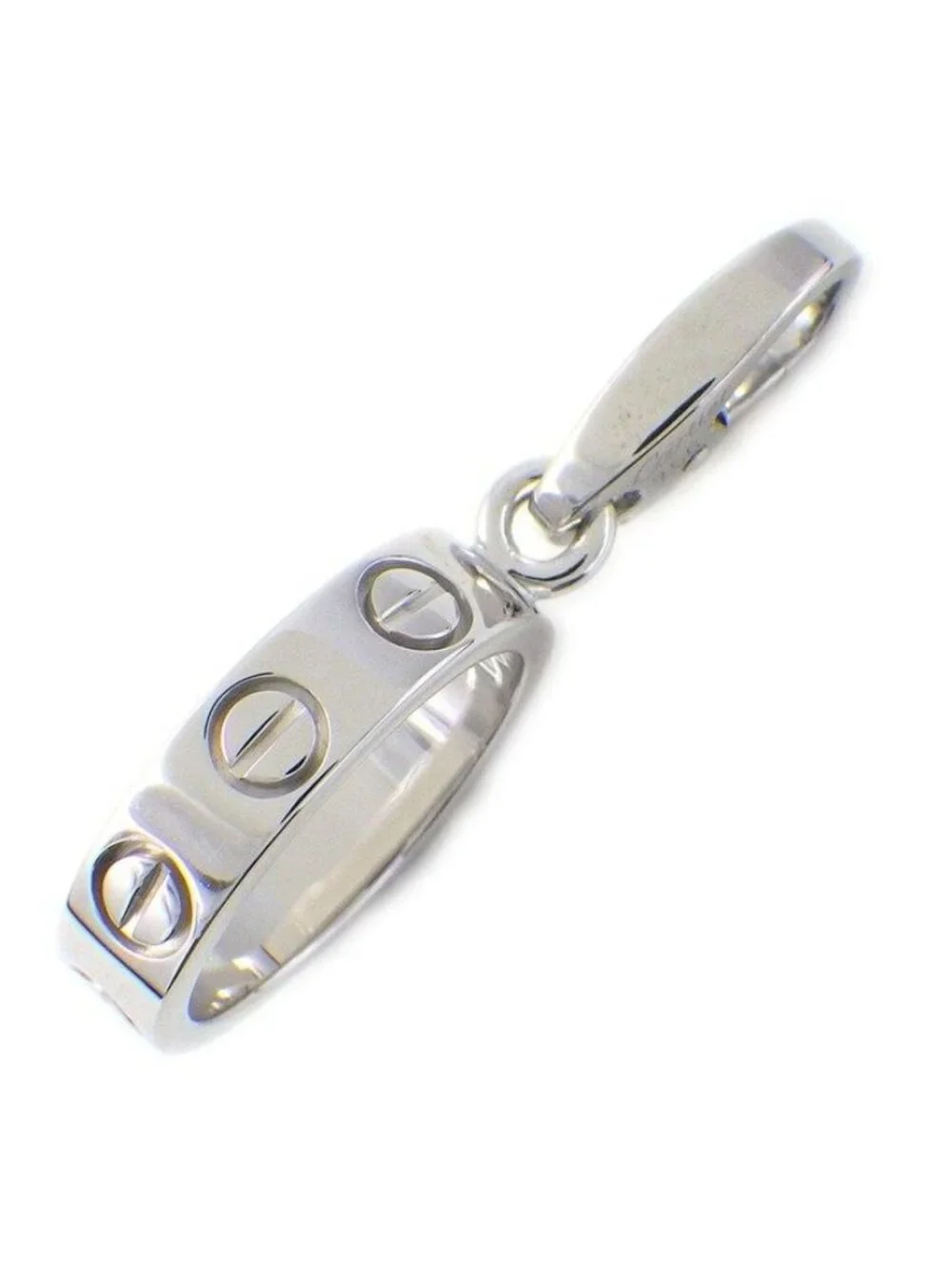 Cartier Charm Pendant Love Oval Round Circle 18k White Gold
